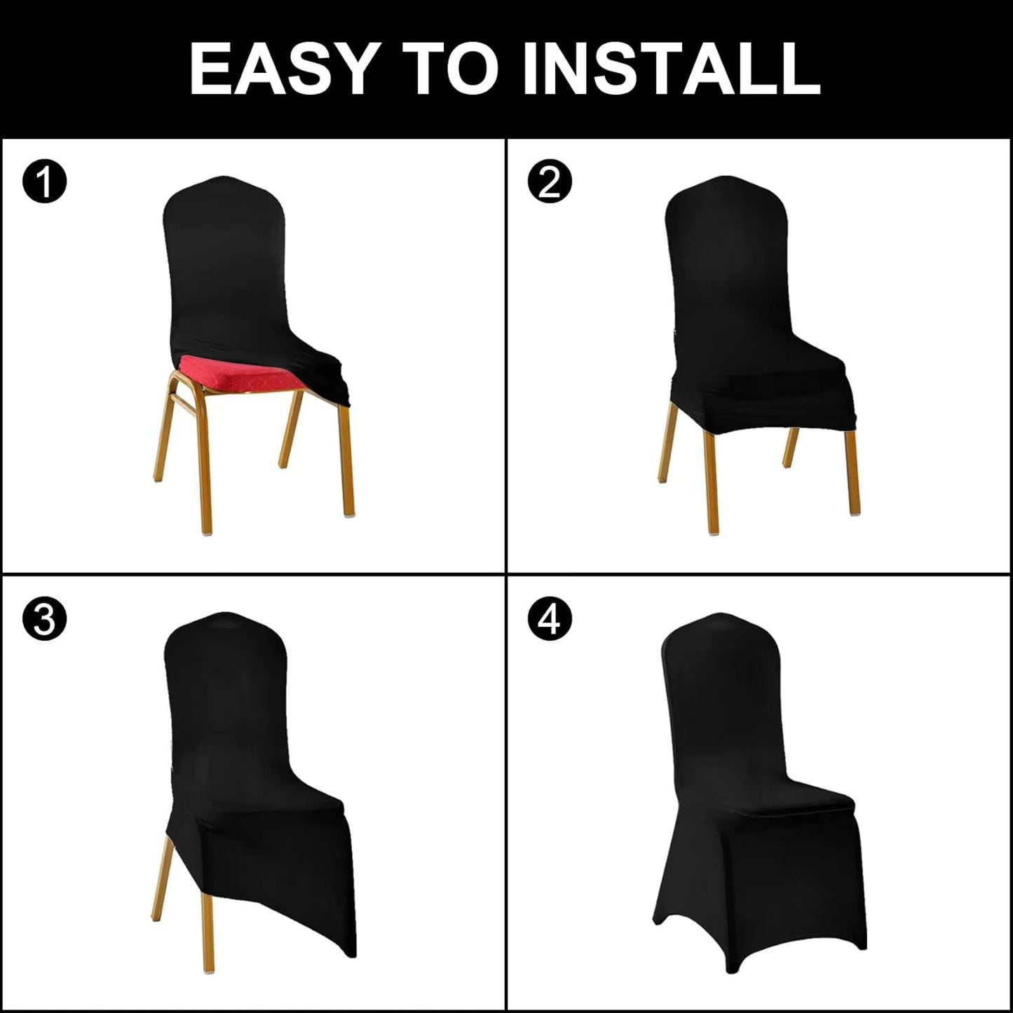 SUPERO Waterproof Spandex Chair Cover 25PCS, Stretch Dining Chair Covers, Polyester Outdoor Chair Covers, Protector Stretch Chair Cover for Party Universal, Banquet, Wedding Event, Hotel(Black)