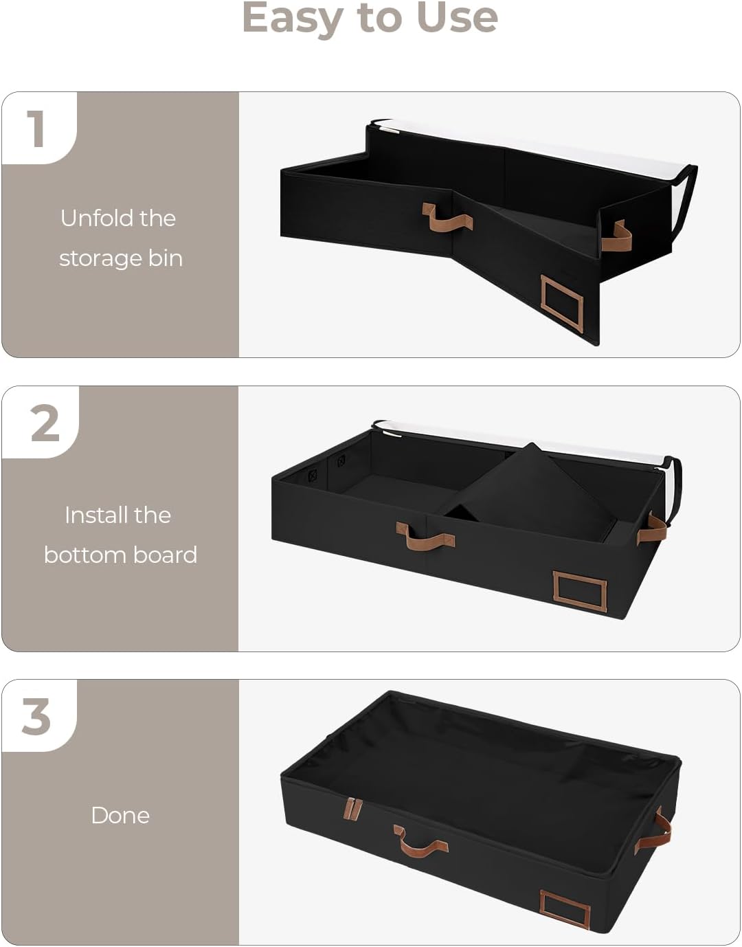 StorageWorks Large Under Bed Storage Containers with Handles and Label Holder, 2 Pack Ultra-thick Fabric Underbed Bins, Closet Organizer for Clothes, Blankets, Sweater