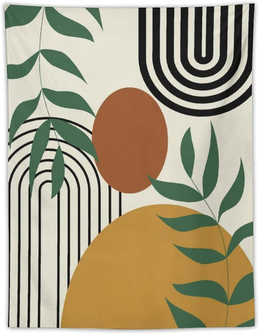 ICMOLYYENLO Boho Plant Aesthetic Tapestry, Abstract Medieval Arch Sun Home Aesthetic Wall Hanging For Bedroom Living Room Dormitory Tapestry 60x60 Inches