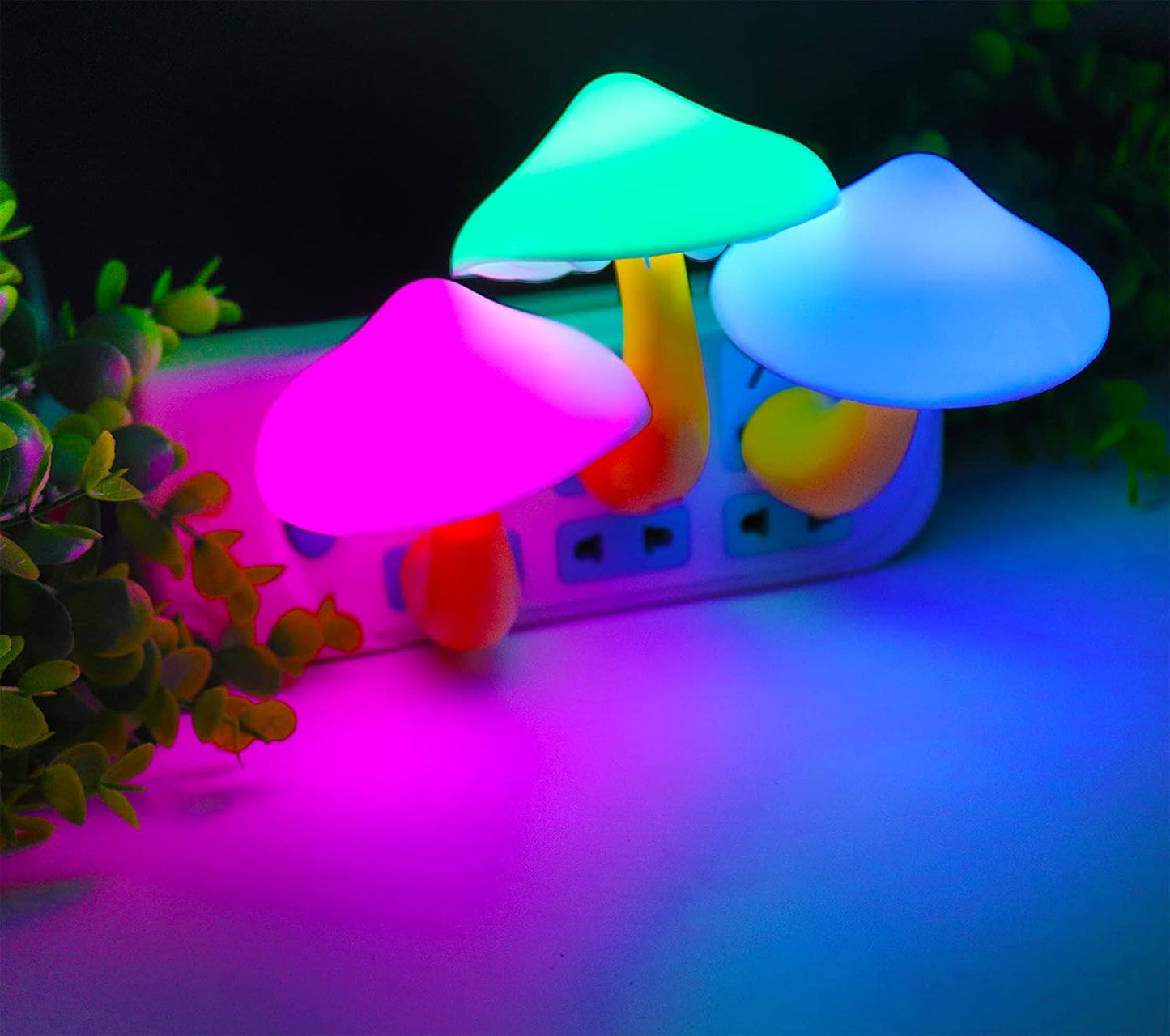 AUSAYE 2Pack LED Night Light Plug in Lamp 7-Color Changing Cute Mushroom Light Sensor Night Lights for Adults Kids NightLight