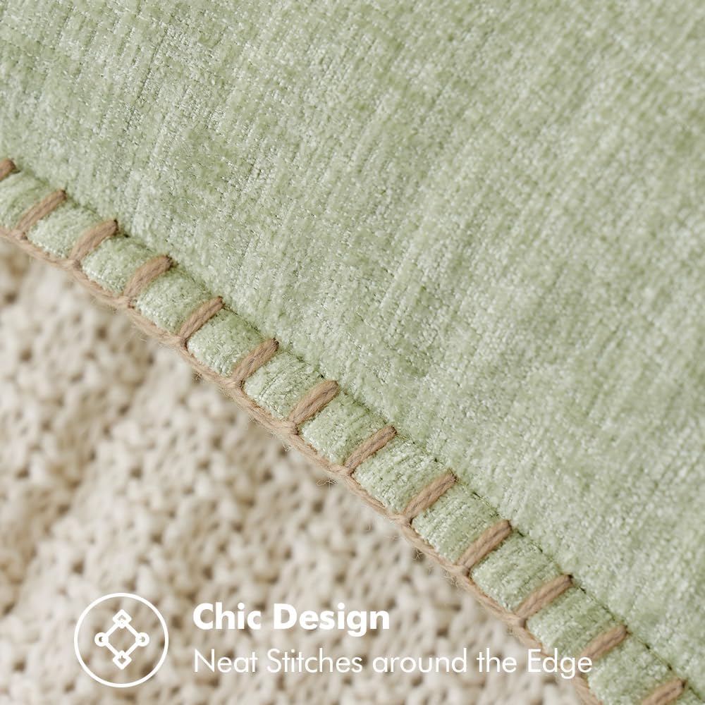 MIULEE Pack of 2 Couch Throw Pillow Covers 16x16 Inch Light Green Farmhouse Decorative Pillow Covers with Stitched Edge Soft Chenille Solid Dyed Spring Pillow Covers for Sofa Bed Living Room