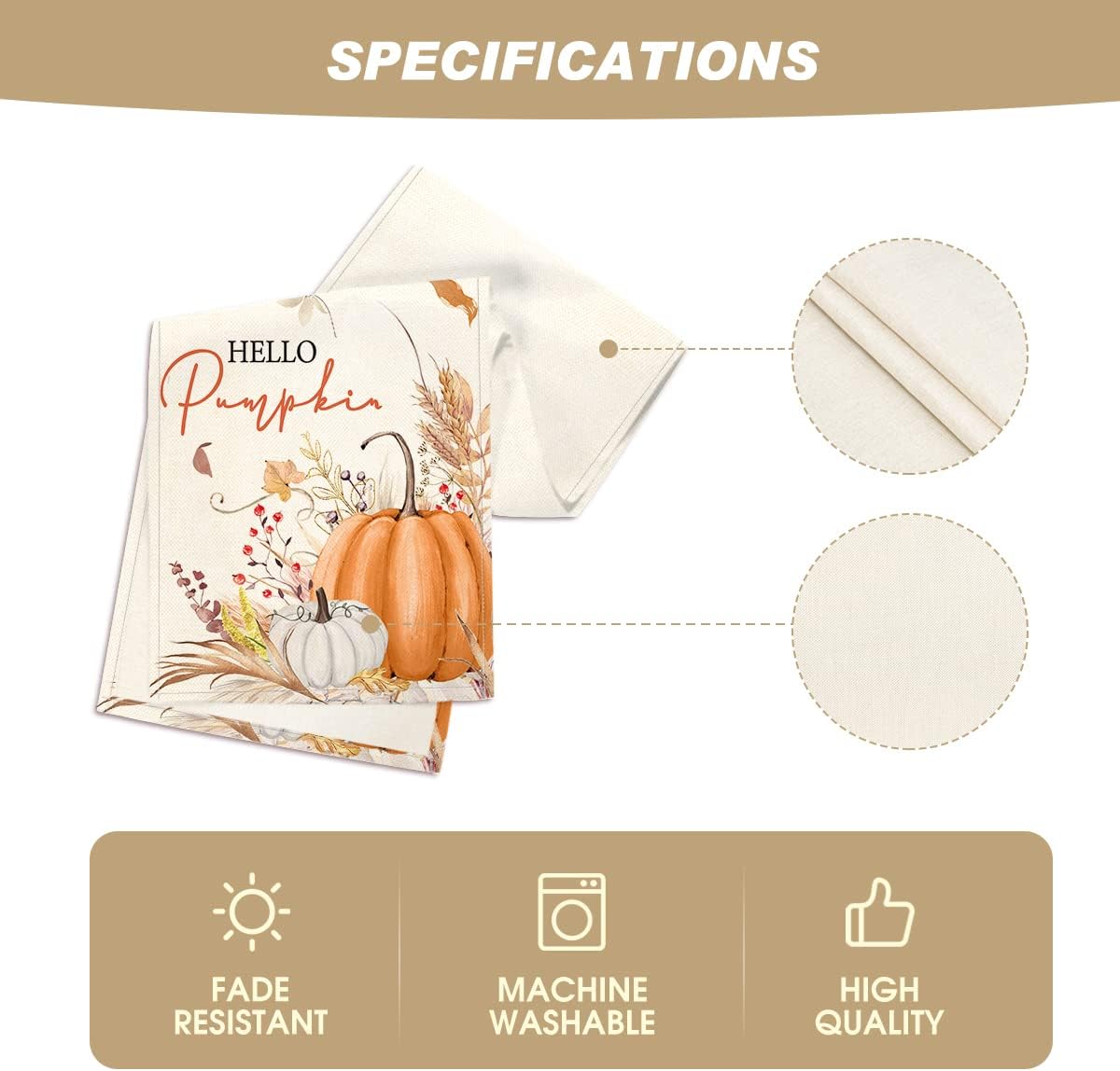 Artoid Mode Hello Pumpkin Flowers Leaves Thanksgiving Table Runner, Seasonal Fall Harvest Vintage Kitchen Dining Table Decoration for Indoor Outdoor Home Party Decor 13 x 108 Inch