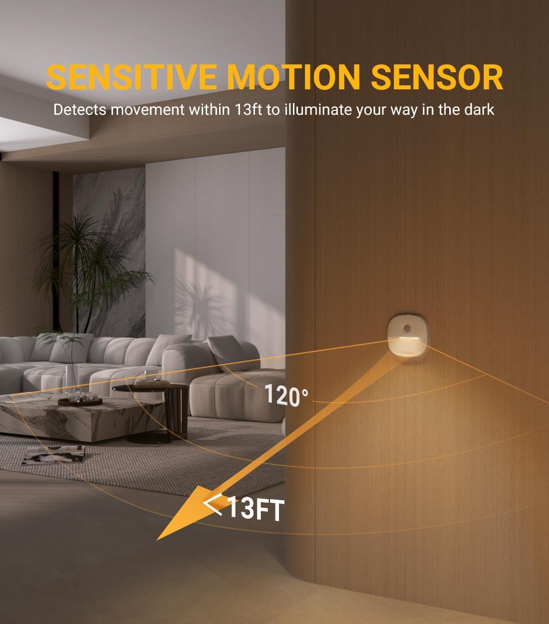 Lyridz Rechargeable Night Light, Motion Sensor Battery Nightlights, Mini Stick-on LED Closet Light, 1-20LM Dimmable Brightness for Bedroom, Kitchen, Washroom, Stairs, Hallway, 3-Pack