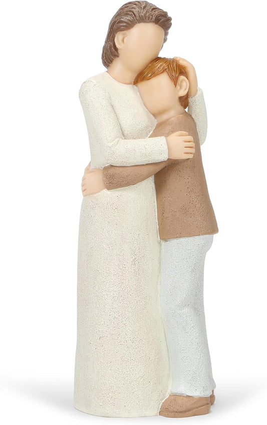 Grandma and Grandson Figurines, Elderly Grandmother and Teen Grandson Statues, Love My Grandma Gift for Mother’s Day Anniversary Birthday Christmas