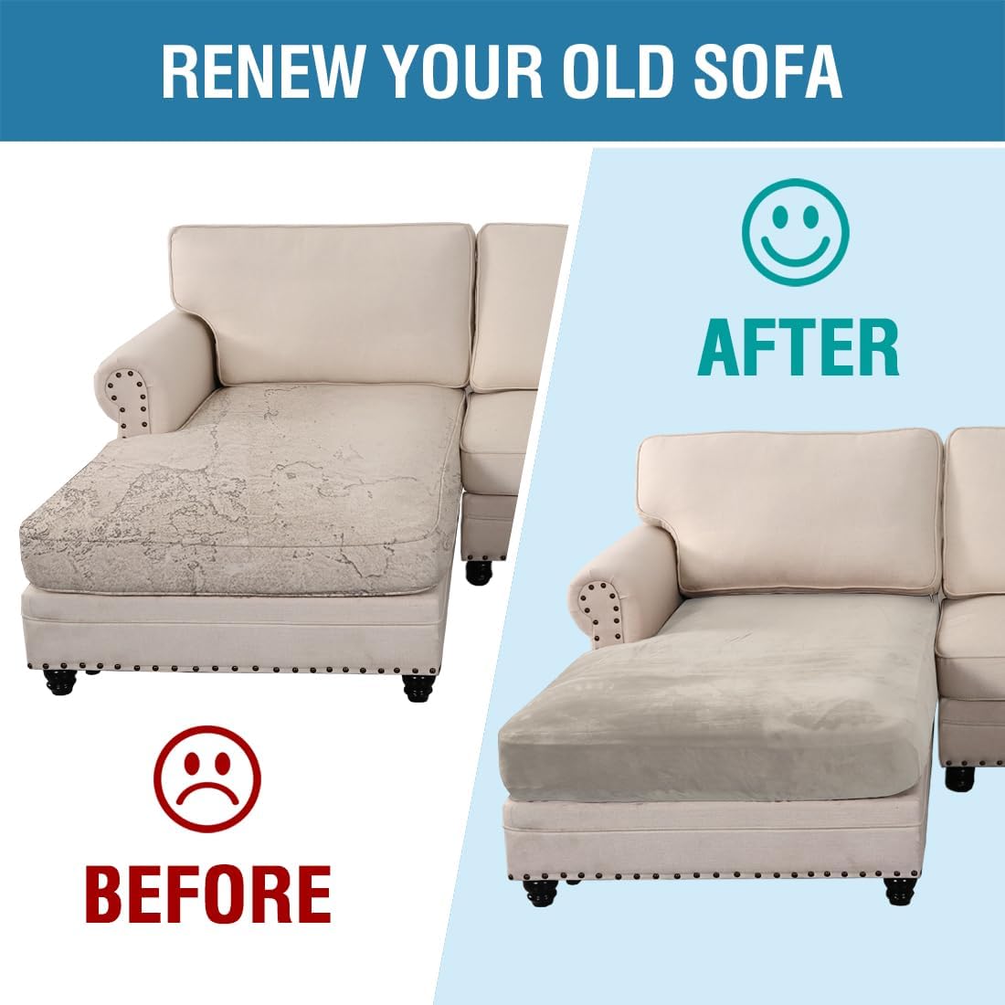 H.VERSAILTEX Velvet Stretch Individual Chaise Cover Sectional Couch Covers for L Shaped Sofa Both Left/Right Furniture Protector Seat Cushion Sofa Cover (1 Piece Chaise Cover, French Oak)