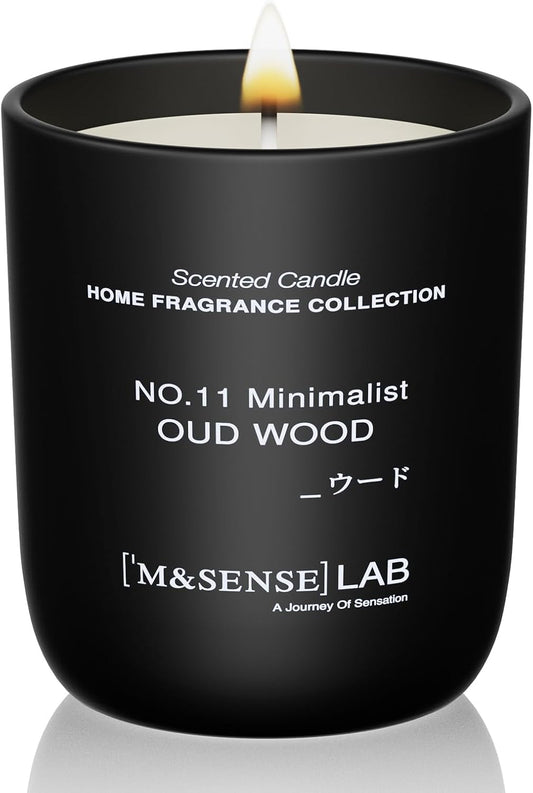 M&SENSE Natural Soy Candle| Oud Wood | 5.3 oz | Minimalist Scented Candle for Relaxation, Gifting, Home Décor | for Bedroom, Office, Party Small