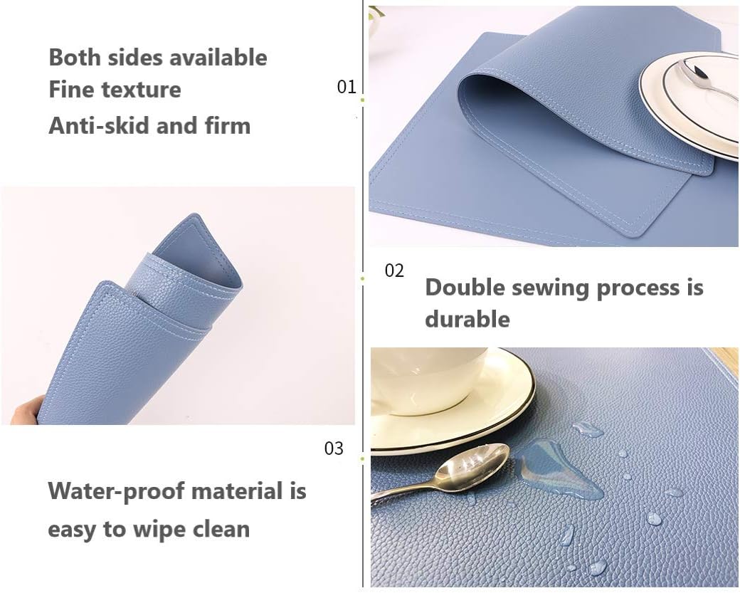 Faux Leather Placemats, PU Table Mats, Set of 4, Waterproof, Stain Resistant, Heat Resistant, Non-Slip Easy to Clean for Kitchen Dining Table,Conference Table