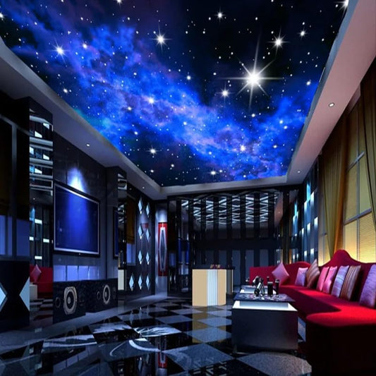 Custom Galaxy Murals Stars Wallpaper Natural Landscape Night View Ceiling Wall Paper for Living Room 3D Wall Mural