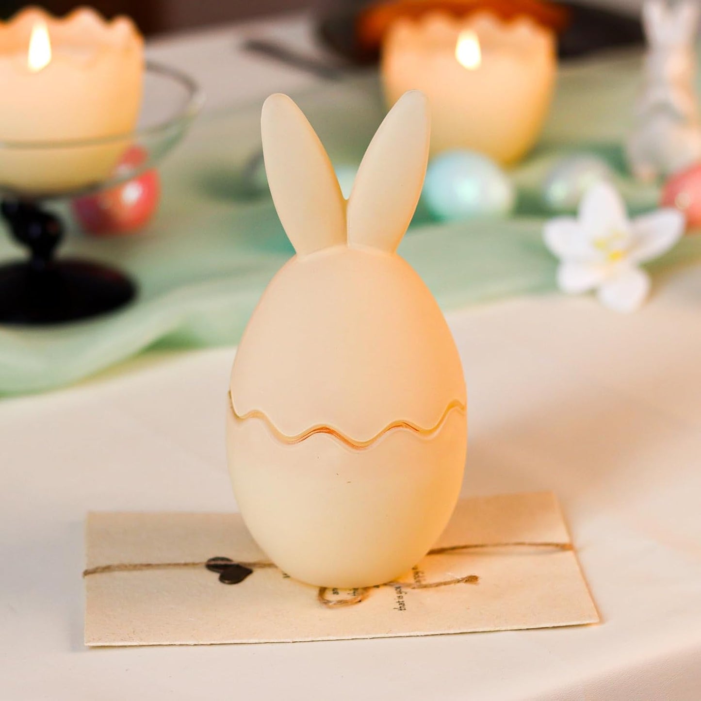 Vanilla Scented Candle, Bunny Spring Home Decor, Indoor Easter Decoration for Table Centerpiece, Gift for Women