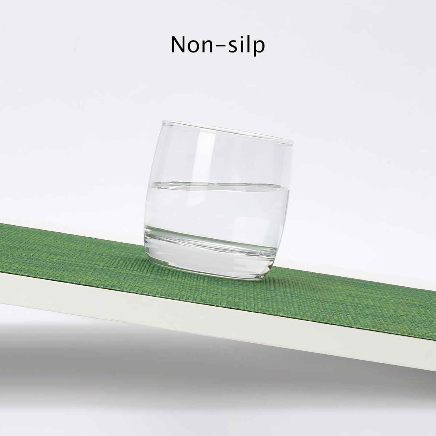 Myir JUN Placemats Set of 6, Vinyl Woven Placemats Place Mats Indoor Washable Table Mats Non-Slip Place mats for Dining Table (Dark Green, Set of 6)