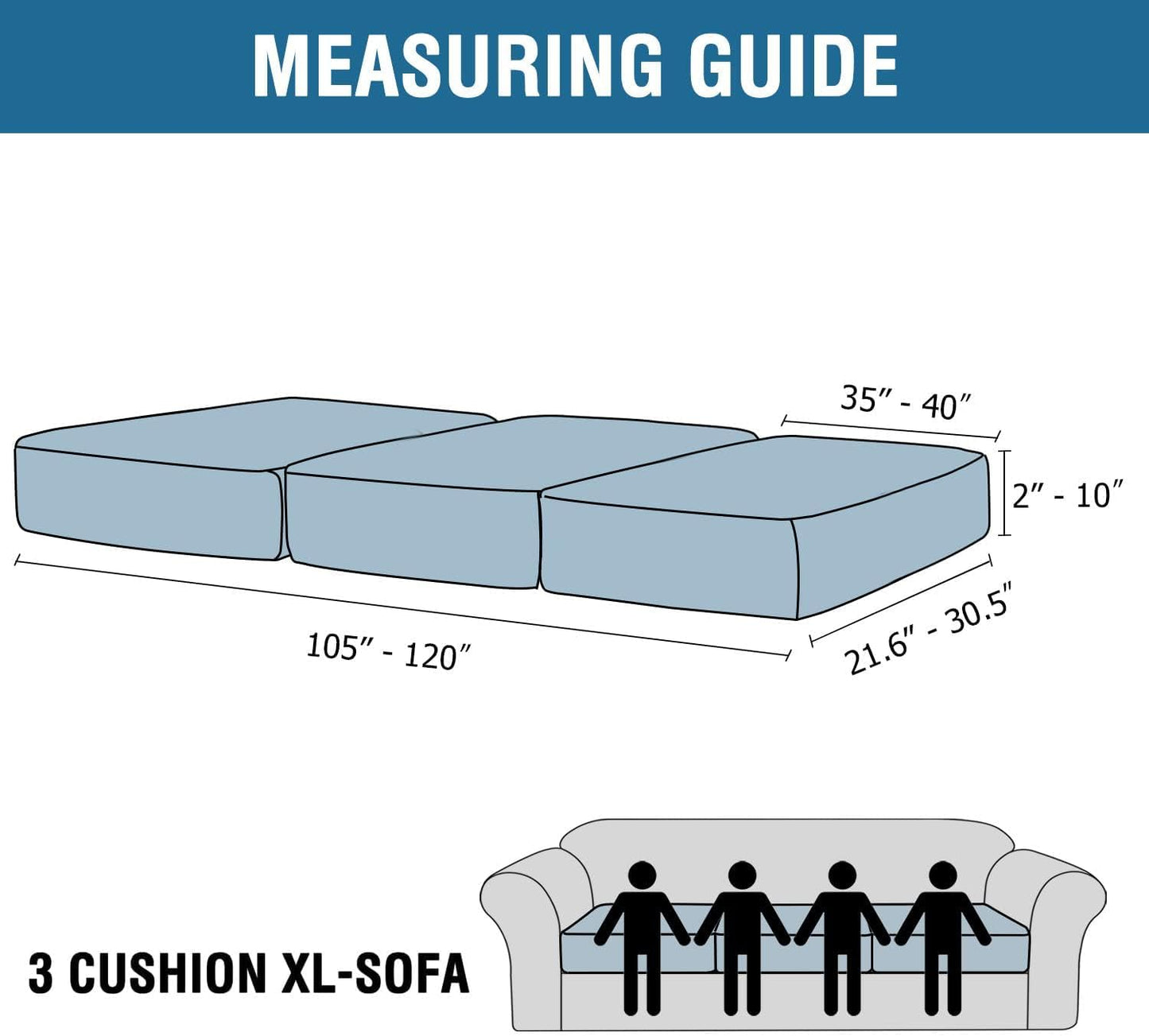 H.VERSAILTEX Velvet Stretch Couch Cushion Cover Plush Cushion Slipcover Cushion Furniture Protector Seat Cushion Sofa Cover (3 Piece XL Sofa Cushion Covers, Vintage Green)