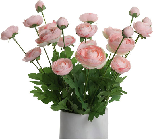Artificial Silk Flowers Ranunculus Fake Flower,Suitable for Core Decorations,Weddings,Homes,Artistic Decorations,and Props (Pink)