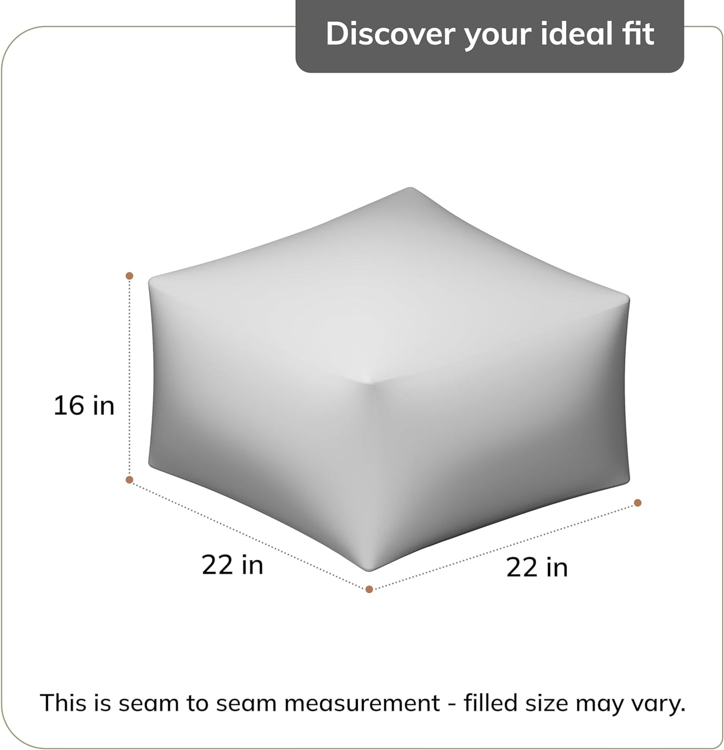 Anji Mountain 22"x22"x16" Handmade & Handcrafted Ottoman Pouf Comfortable Pouf Ottoman Foot Rest & Home Décor Accent for Living Room, Bedroom, Nursery, Kids Room, Patio