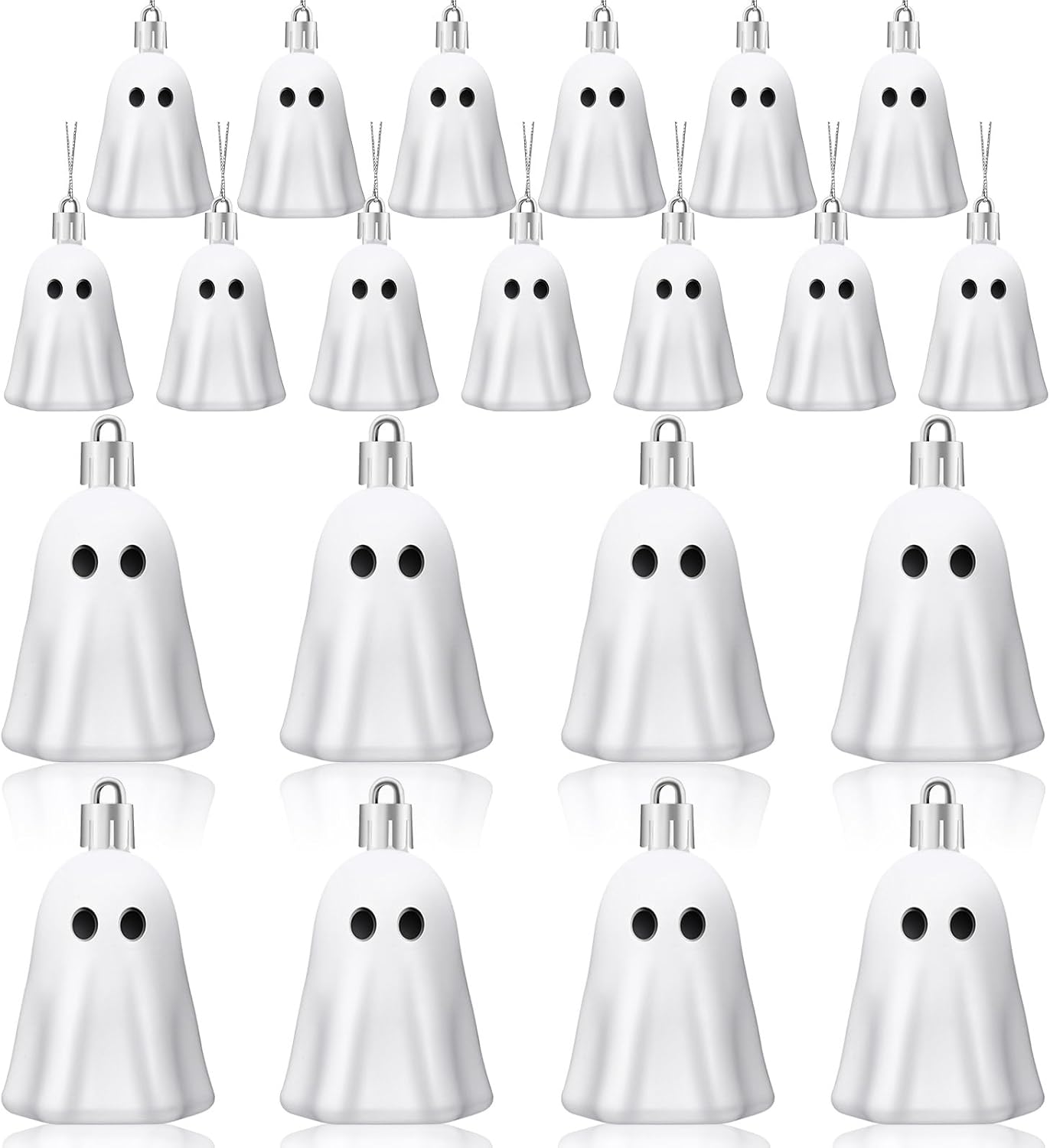JULMELON 24Pcs Halloween Hanging Ornaments White Ghost Decorations Halloween Tree Decoration Mini Ghost Ornaments for Home Party Decor