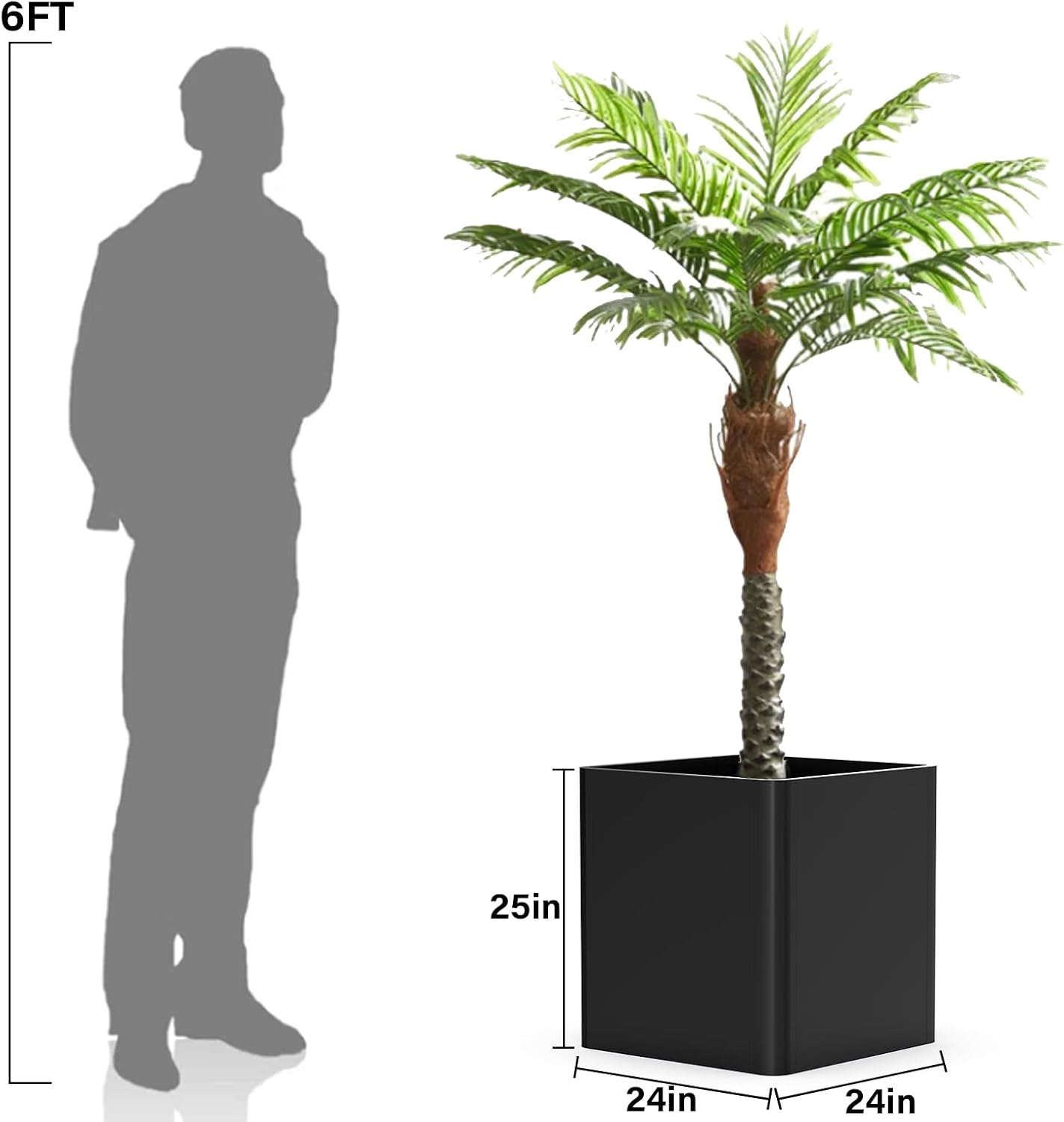 Metal Square Planter Box, Galvanized Steel Planters for Outdoor Plants, 24"x 24"x 25" Black Large Outdoor Planters with Drainage Hole for Porch/Patio/Garden