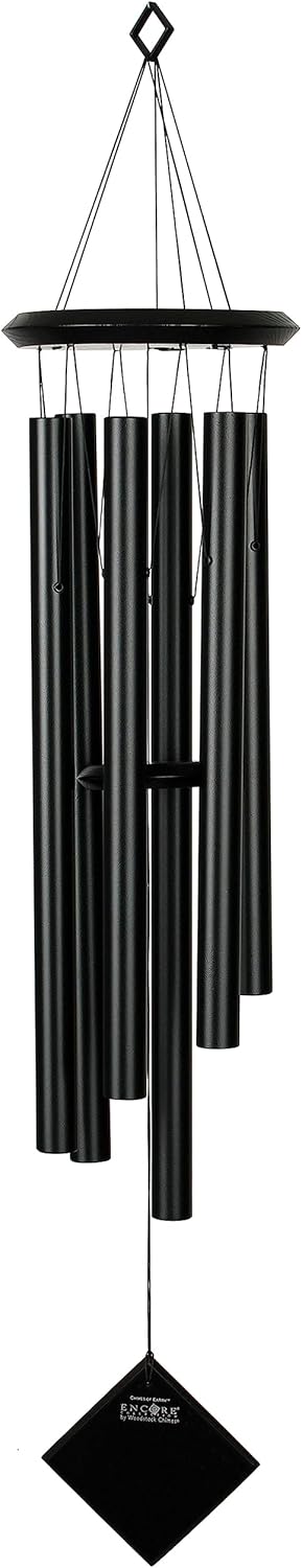 Woodstock Chimes Pluto Wind Chime for Outside 37" Black Wood Medium Tone Sound for Outdoor Garden, Patio, Porch Decor Gifts, Encore Collection, DCKK37