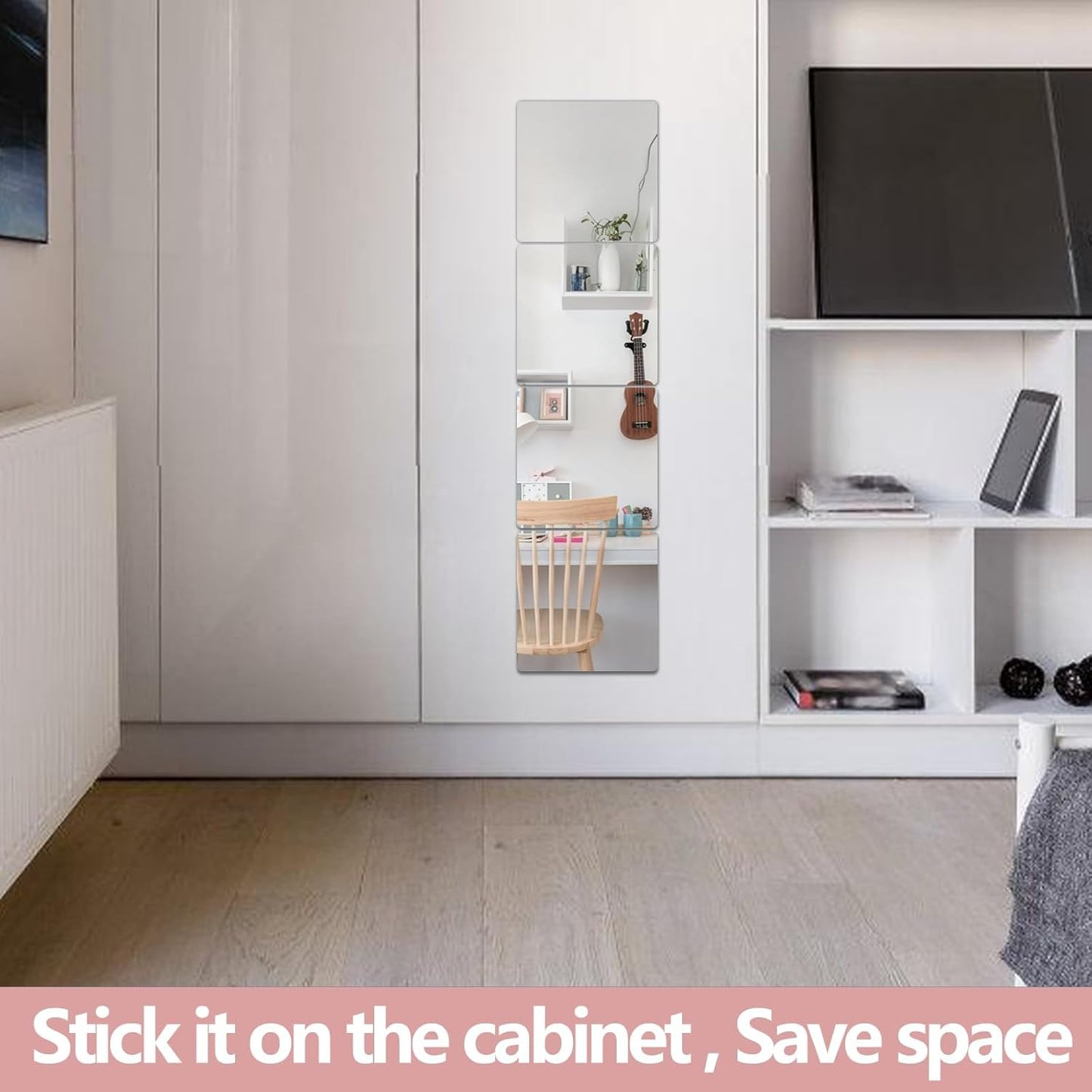 Unbreakable Full Length Wall Mirror,The Door Mirror,4Pack 13.5''x13.5'',Acrylic Mirror Kids,Shatterproof Plexiglass Long Mirrors for Bedroom Closet,Children Non Glass Stick on Mirrors