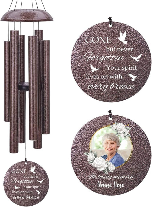 Personalized Sympathy Wind Chime, Memorial Wind Chimes in Memory of a Loved One Gift, Memorial Gifts Wind Chimes for Outside Patio Home or Garden Decor