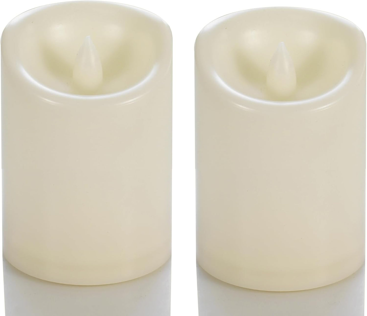 CANDLE CHOICE Waterproof Outdoor Battery Operated Flameless Candles with Timer Flickering Plastic Resin Electric LED Pillar Lights for Lantern Patio Garden Wedding Party Decorations 3x4 Inches 2 Pack