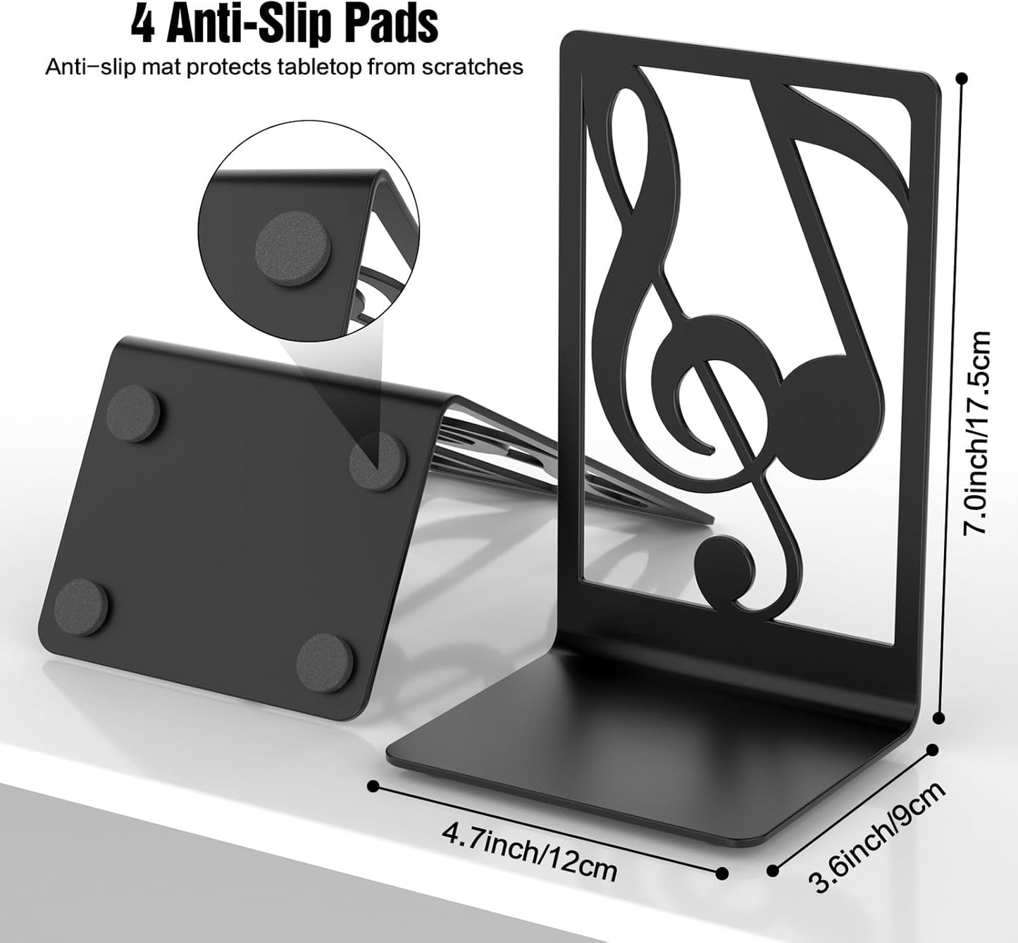 Metal Book Ends 1 Pair for Heavy Books & Shelves - Black Home Decorative Book Shelf Holder Gifts