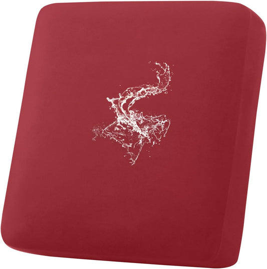 hyha Waterproof Couch Cushion Covers, Stretch Sofa Couch Seat Slipcover for Dog Washable, Non-Slip Waterproof Outdoor Cushion Covers for Patio Furniture Replacement (1 Piece for Small, Wine Red)