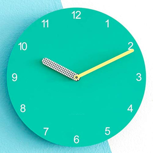 Stephanie Imports Modern Minimalist Teal & Yellow Wall Clock