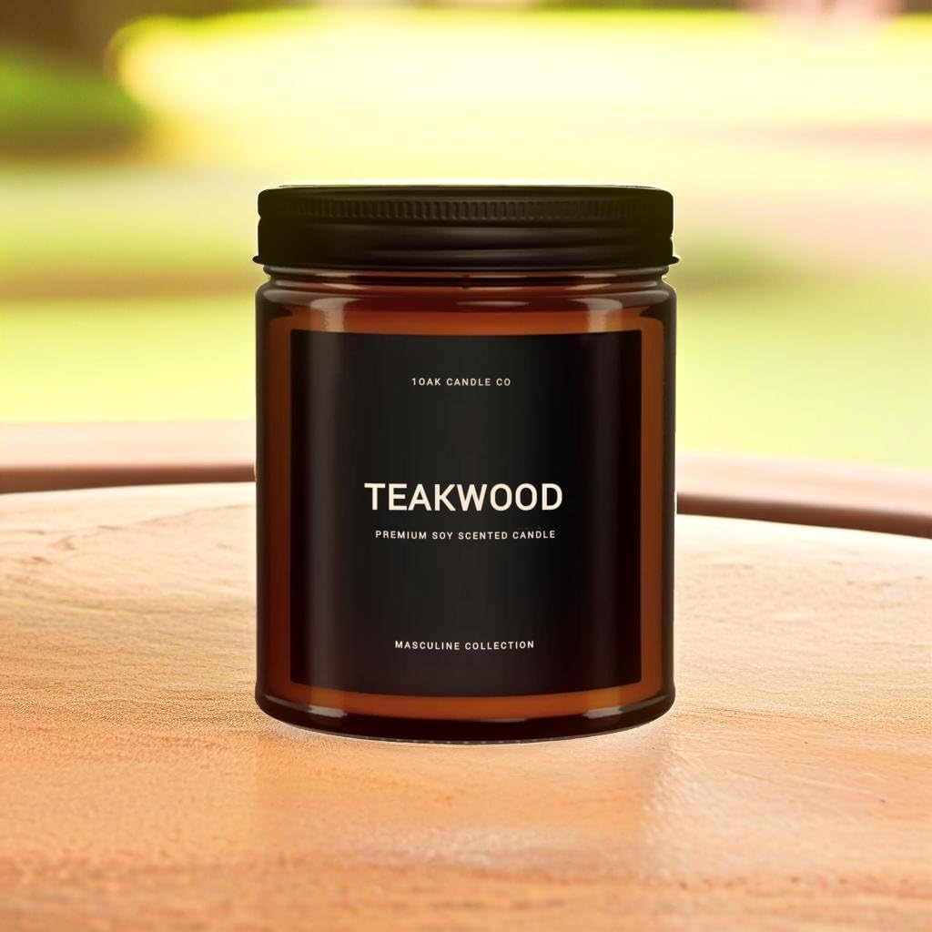 1OAK Scented Candles for Men - Teakwood & Masculine - Soy Wax, Long Burning Premium