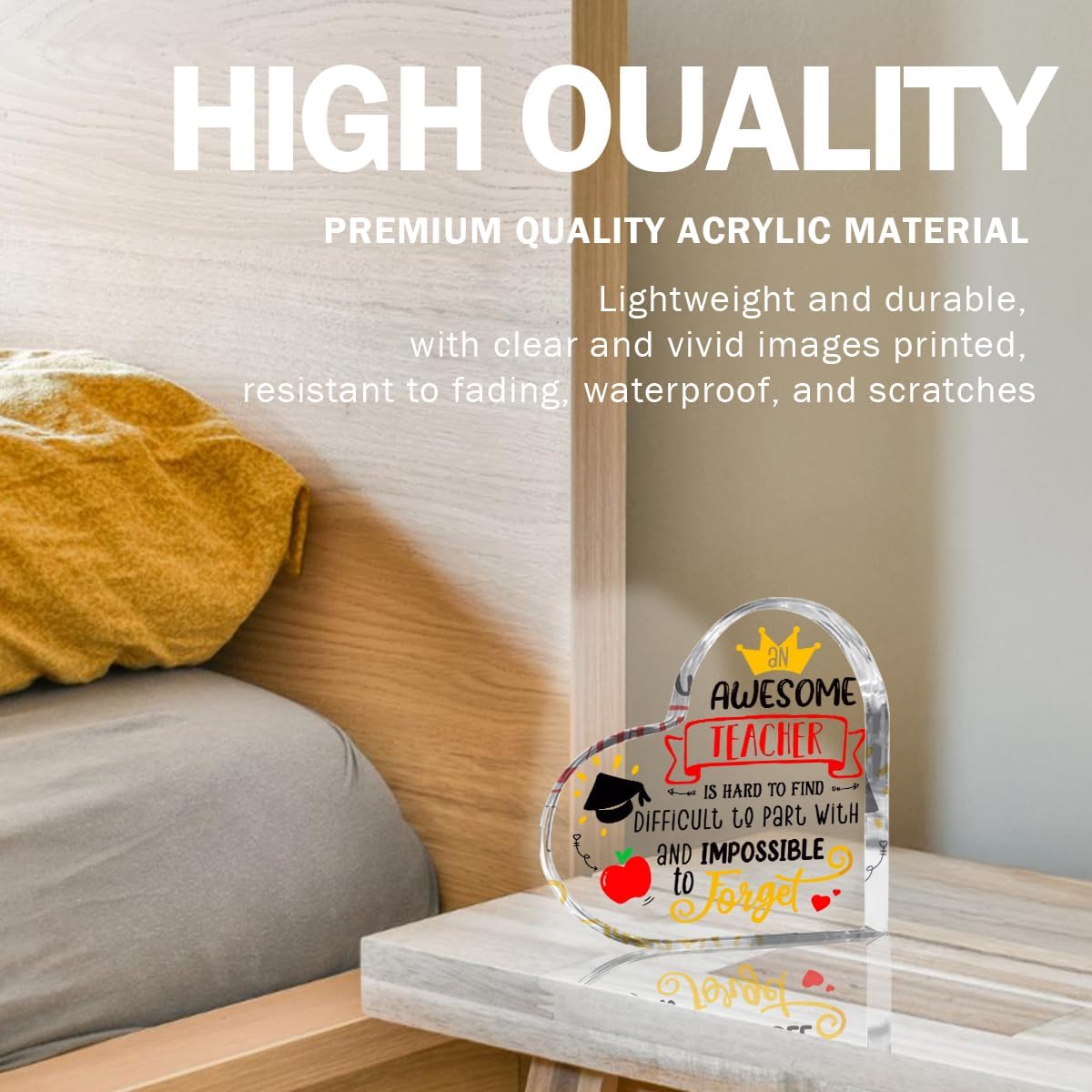 Teachers Day Graduation Season Opening Season Gifts Teacher Gifts Teacher Appreciation Gifts Best Teacher Gifts for Women Acrylic Heart for Her Coworker Friend Principal Educator Birthday Christmas