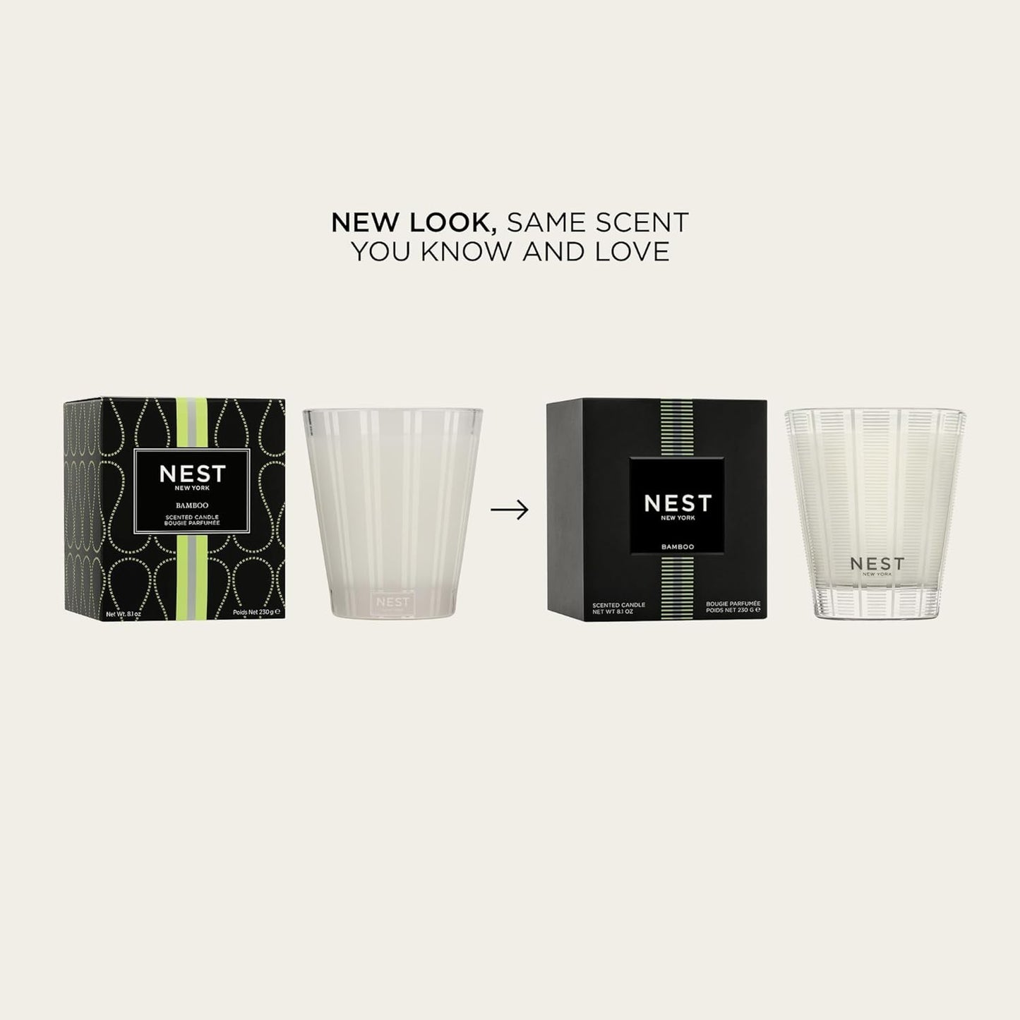 NEST New York Scented Classic Candle, Bamboo - 8.1 oz - Up to 60-Hour Burn Time - Reusable Glass Vessel