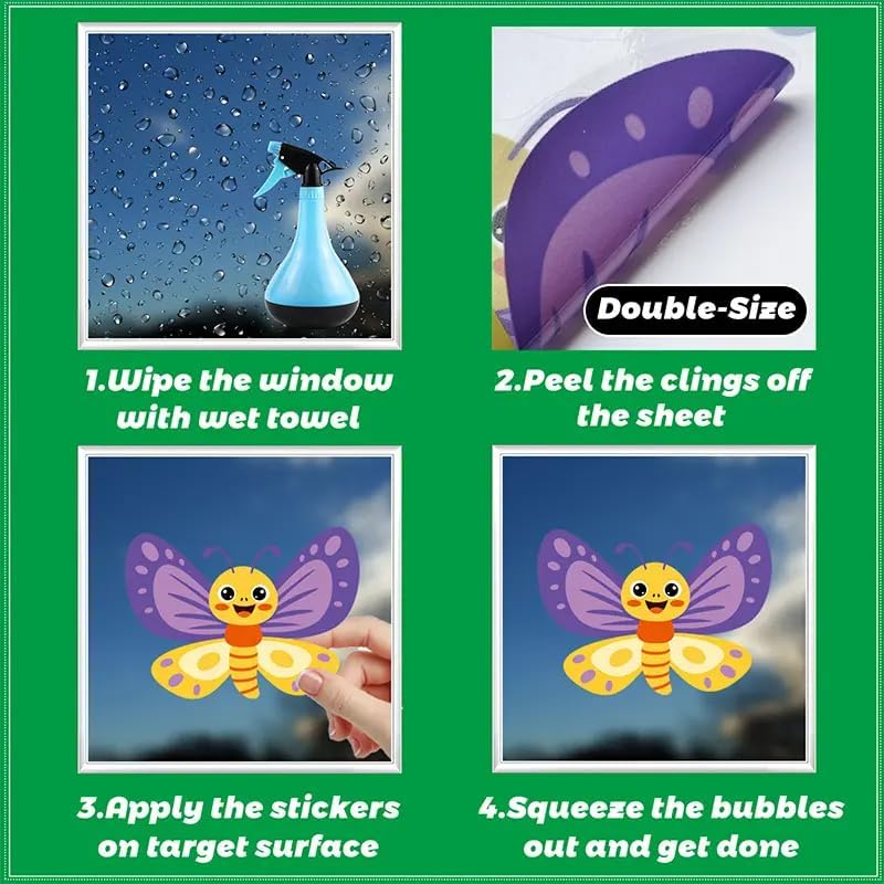 Set of 93 PCS Hello Spring Summer Window Cling Sticker Daisy, Sunflower, Birds, and Butterfly Window Stickers, Spring and Summer Decor, Home, Shop, Party Window Glass Display Stickers