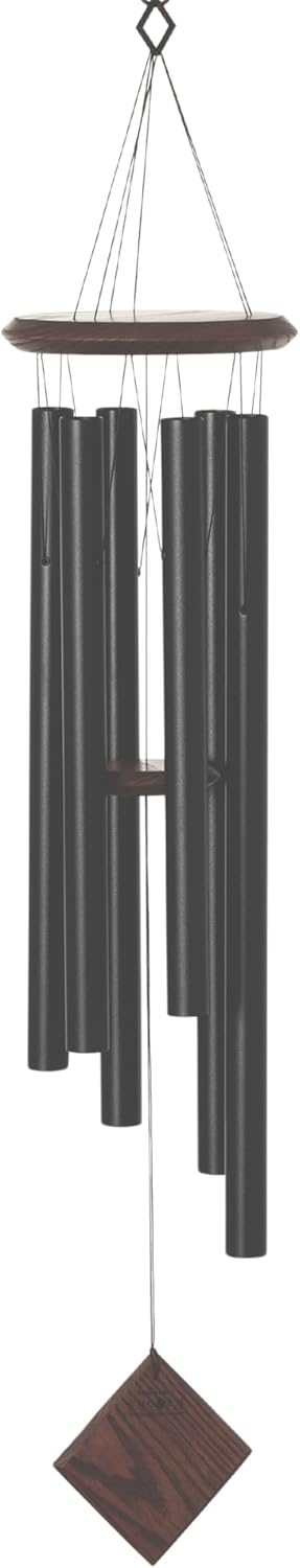 Woodstock Chimes Pluto Wind Chime for Outside 37" Black Teak Medium Tone Sound for Outdoor Garden, Patio, Porch Decor Gifts, Encore Collection, DCKT37