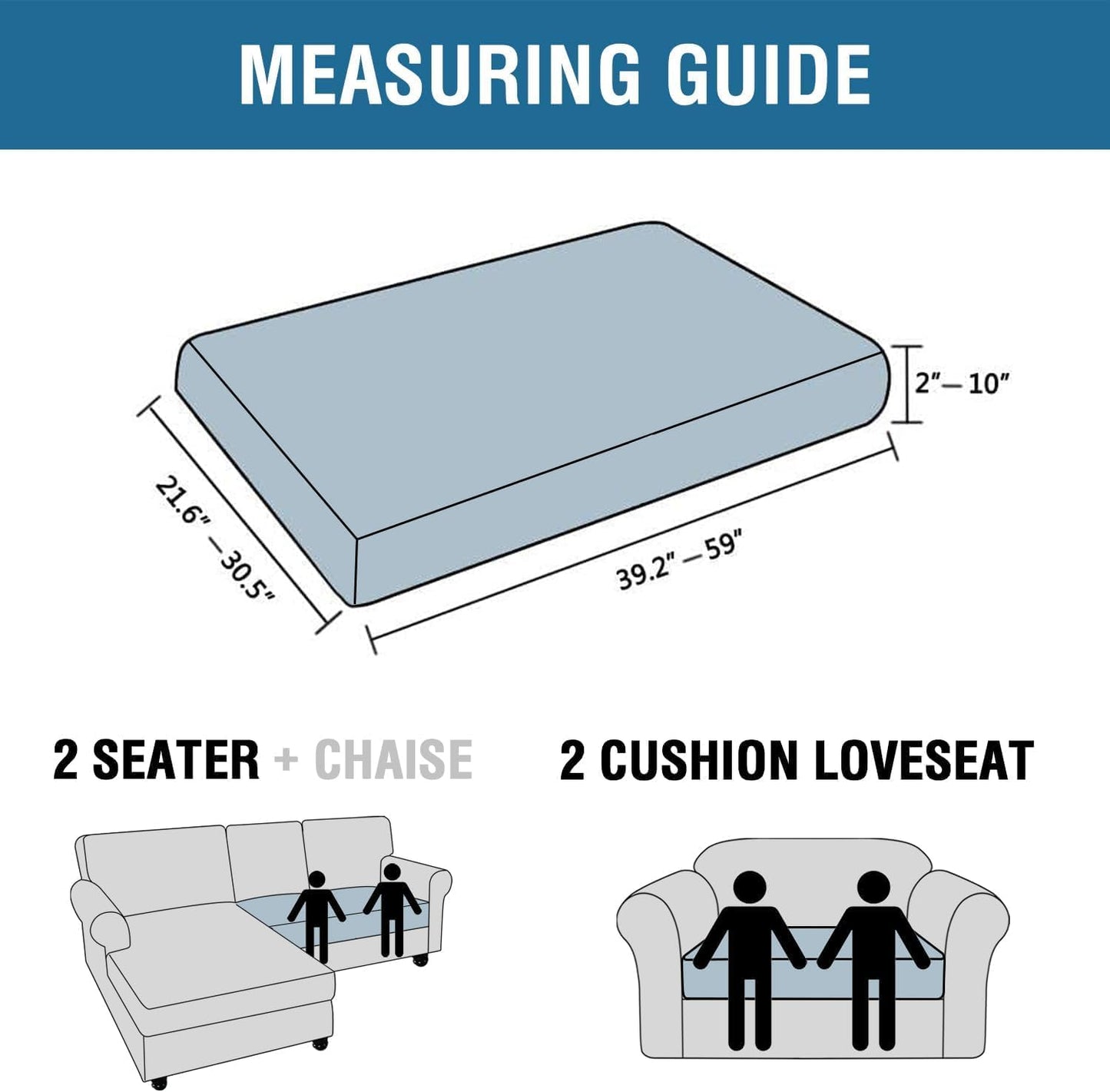 H.VERSAILTEX Super Stretch Individual Seat Cushion Covers Sofa Covers Couch Cushion Covers Slipcover Sets Thick Jacquard Textured Twill Fabric (1 Piece Loveseat Cushion Cover, Deep Teal)