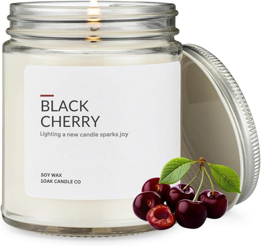 1OAK Soy Wax Scented Candles (Black Cherry) - Black Cherry Candle - Soy Candles for Home Scented - Long Burning Candles Premium - Hand-Poured (7oz.)