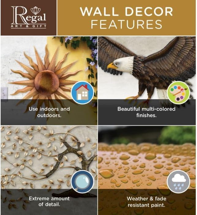 Regal Art & Gift Wavy Large Metal Sun Wall Decor - 30 Inch | Indoor Outdoor Rust-Resistant Sunburst Sculpture | Eye-Catching Metal Sun Wall Art Accent for Patio, Garden, Living Room