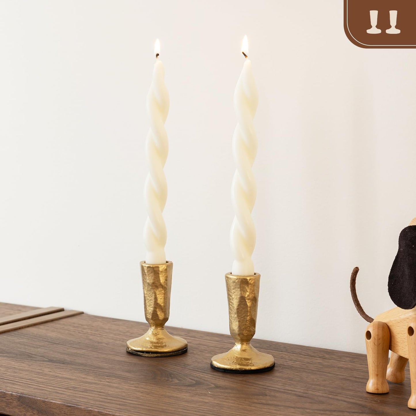 Candle Sticks Holder Decor, Set of 2 Vintage Gold Candle Holders, Modern Decorative Tapered Candlestick Holders Centerpiece for Dining Table Centerpiece, Wedding, Party Decor