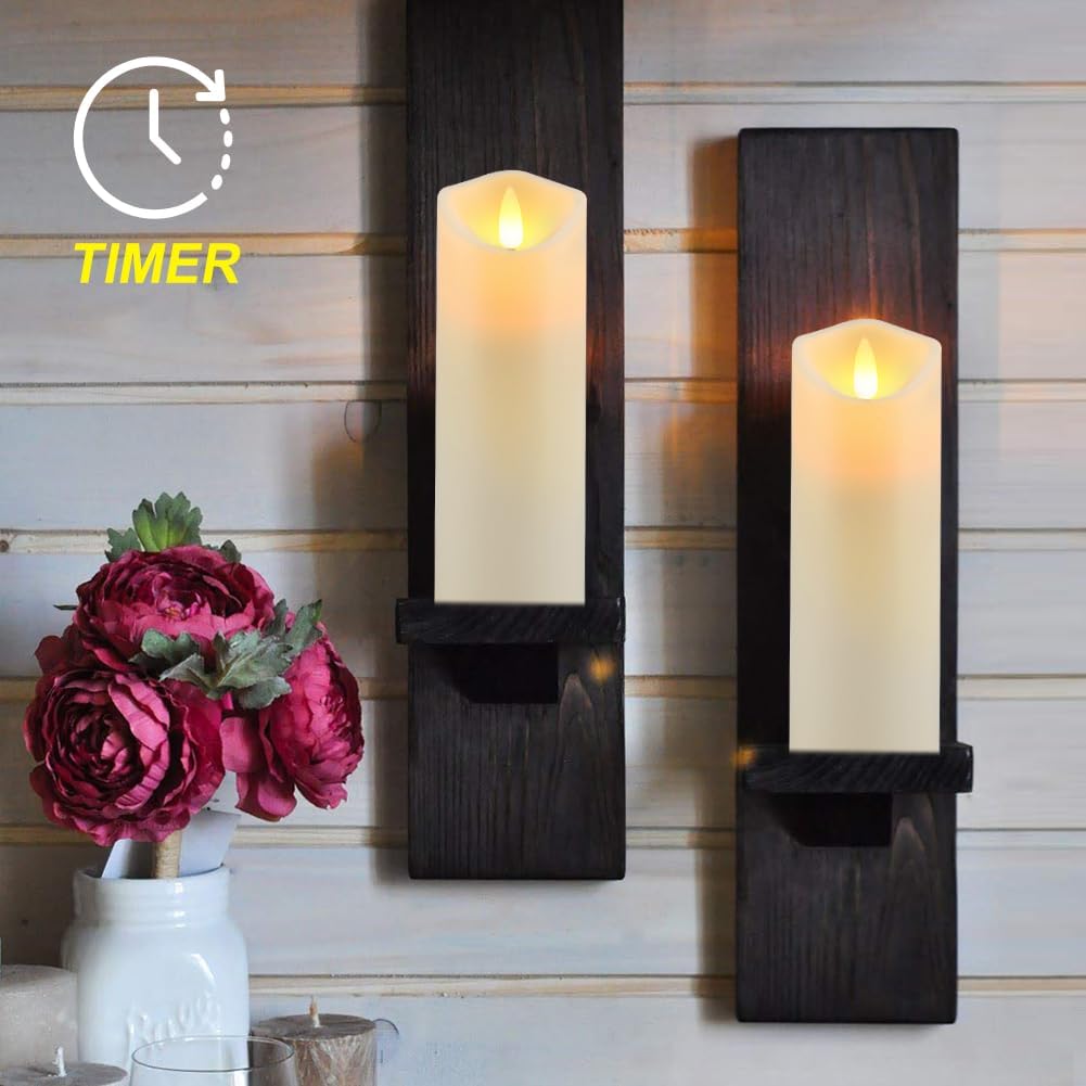 5plots 7"x 2.2" Flickering Flameless Candles, Battery Operated LED Pillar Candles with Timers and Remote Control, Made of Wax-Like Frosted Plastic, Won’t Melt, Ivory, Skinny, Set of 6