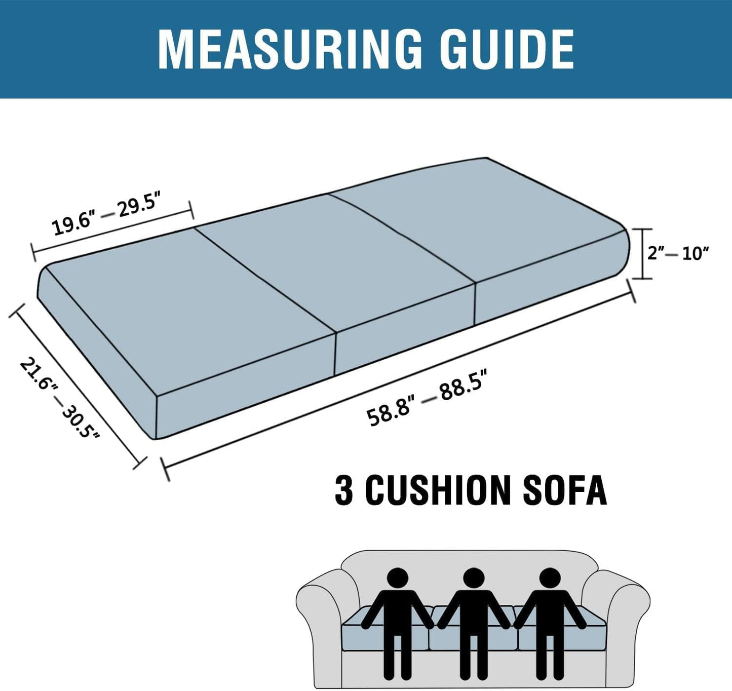 H.VERSAILTEX Super Stretch Individual Seat Cushion Covers Sofa Covers Couch Slipcover Sets Thick Jacquard Textured Twill Fabric (3 Piece Sofa Cushion Covers, Bronze Green)