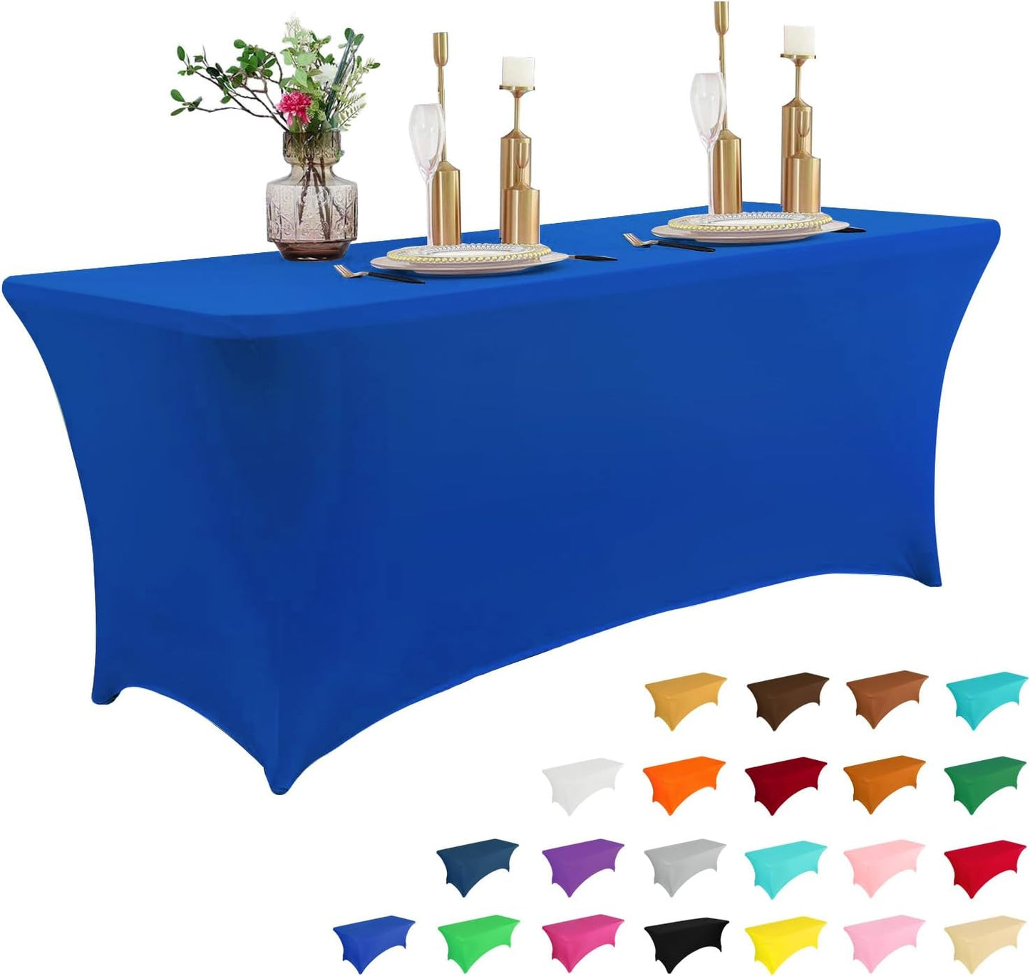 IVAPUPU 8FT Table Cloth for Rectangular Fitted Events Stretch Fuchsia Table Covers Washable Cover Spandex Tablecloth Protector for Party, Wedding, Cocktail, Banquet, Festival