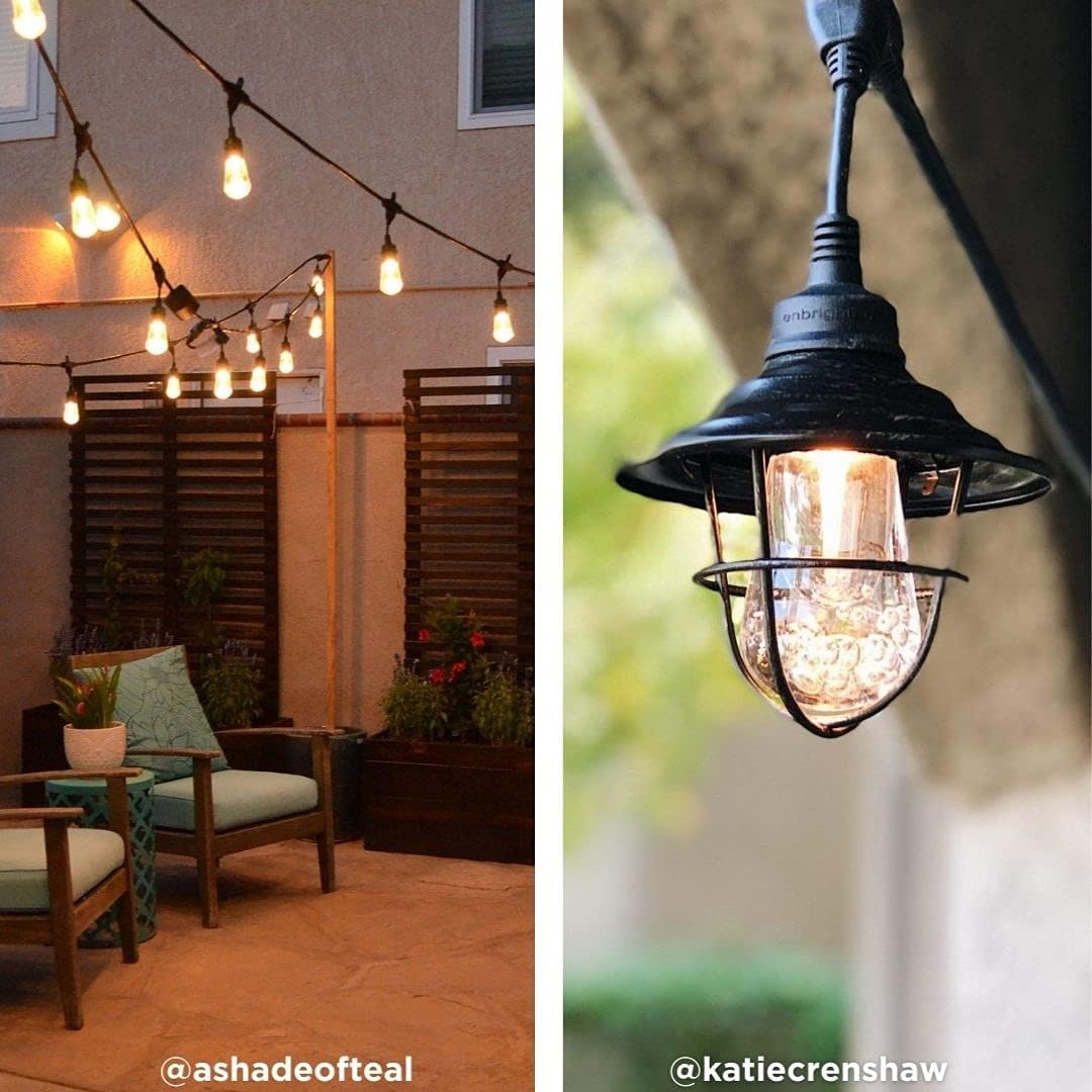 Enbrighten LED Outdoor String Lights 48ft Soft Warm White Patio Lights with Ultra-Durable Shatterproof and Waterproof Acrylic Bulbs for Balcony, Backyard, Porch, Gazebo, Deck, Party and Market, 35631