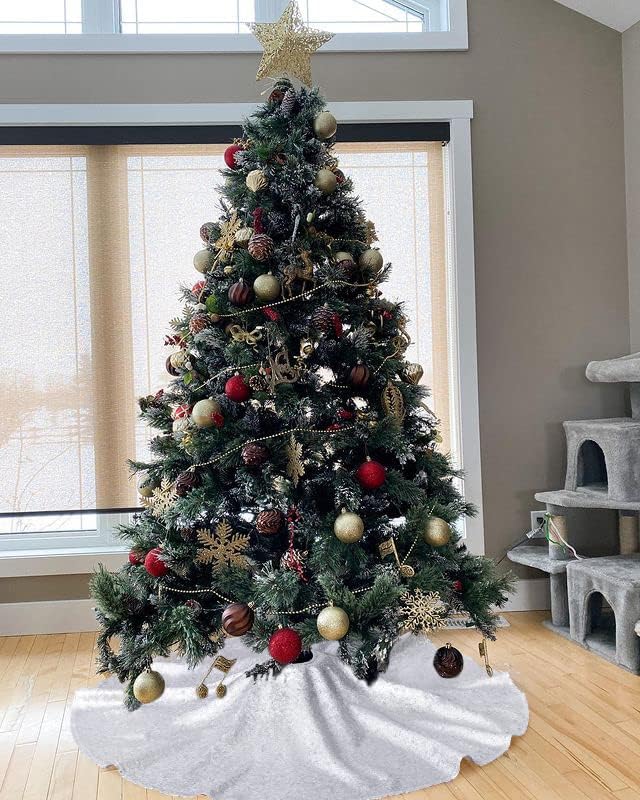 Small Christmas Tree Skirt Silver Tree Skirt 36 Inch Sequin Tree Skirt for Christmas Decoration