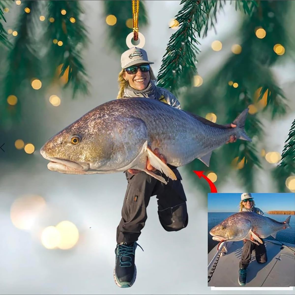 Pawfect House Fishing Christmas Ornaments 2025, Personalized Photo Fishing Gifts for Dad, Brother, Parents, Christmas, Thanksgiving Gifts for Fisherman, Acrylic Christmas Tree Decorations