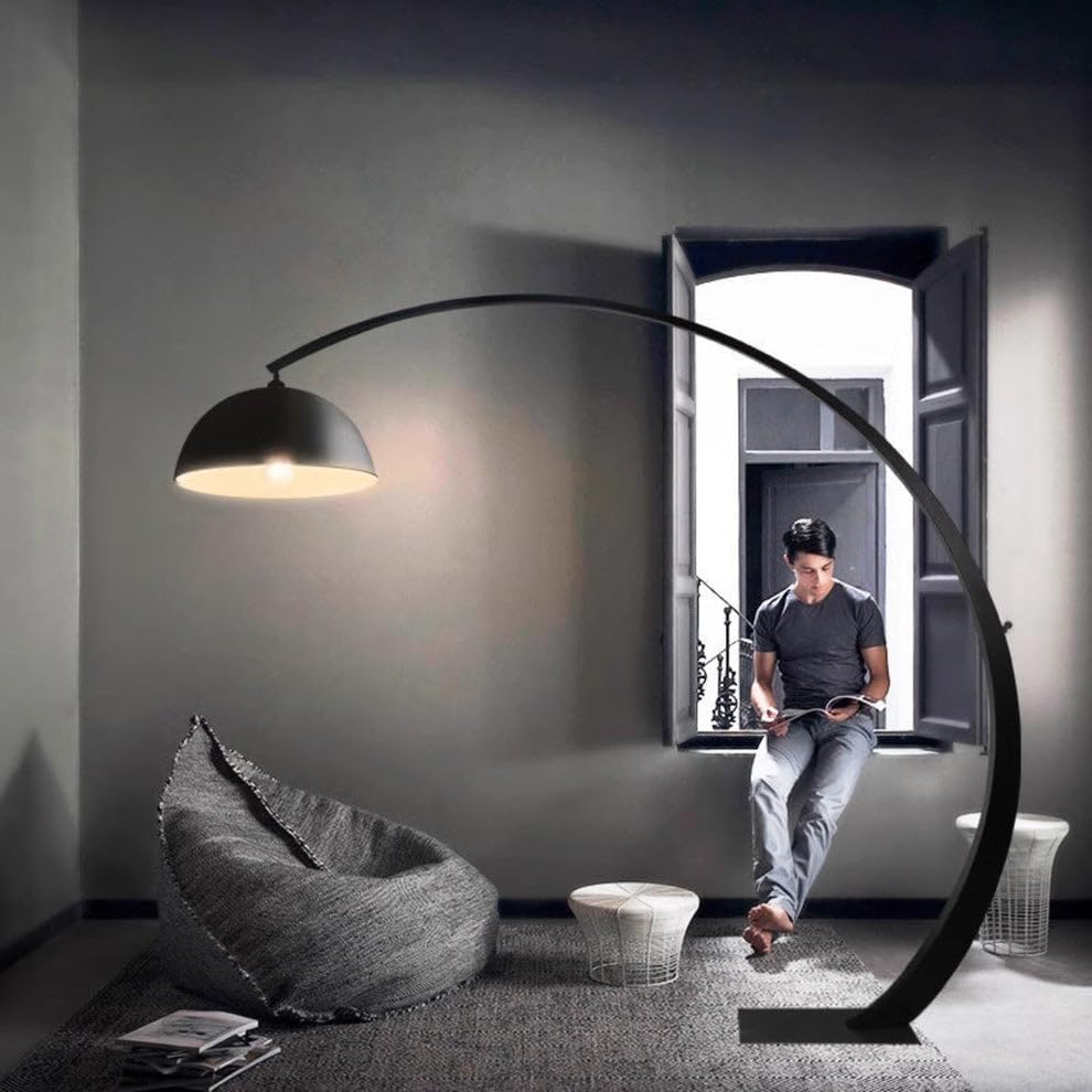 Prismatica | Half Arc Metal Floor Lamp with Brushed Finish | Modern Look for Living Room