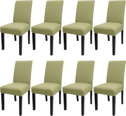 JQinHome Sage Green Chair Covers for Dining Room Set of 8, High Stretch Removable Washable Parsons Chair Slipcover for Home Party Hotel Wedding Ceremony (8PCS, Sage Green)
