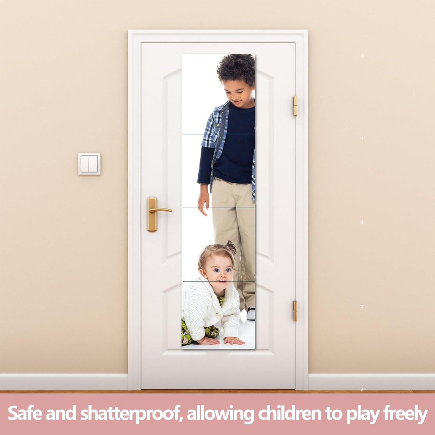 Unbreakable Full Length Wall Mirror,The Door Mirror,4Pack 16''x16'',Acrylic Kids Shatterproof Plexiglass Long Mirrors for Bedroom Closet,Children Non Glass Stick on Mirrors