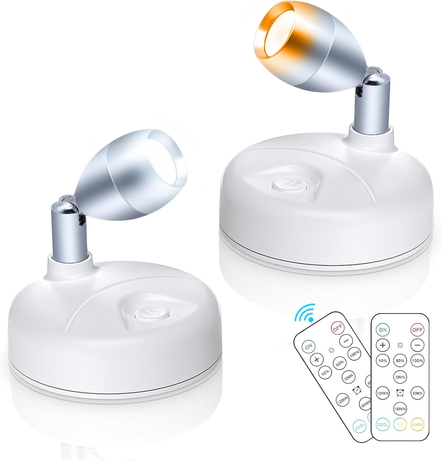 Battery Operated Spotlight Indoor with Remote Warm/Neutral/Cool White 3-Mode Mini Accent Display Light with Dimmer and Timer for Artwork, Picture, Action Figure