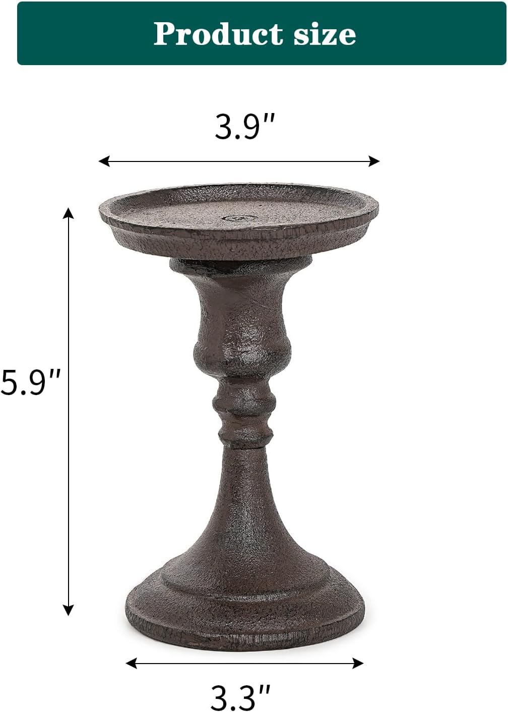 Sungmor Rustic Cast Iron Pillar Candle Holder, 5.9" Tall Vintage Candlestick Holders, Table Centerpiece Metal Candle Holder, Farmhouse Candle Stand for Fireplace Shelf Home Decor