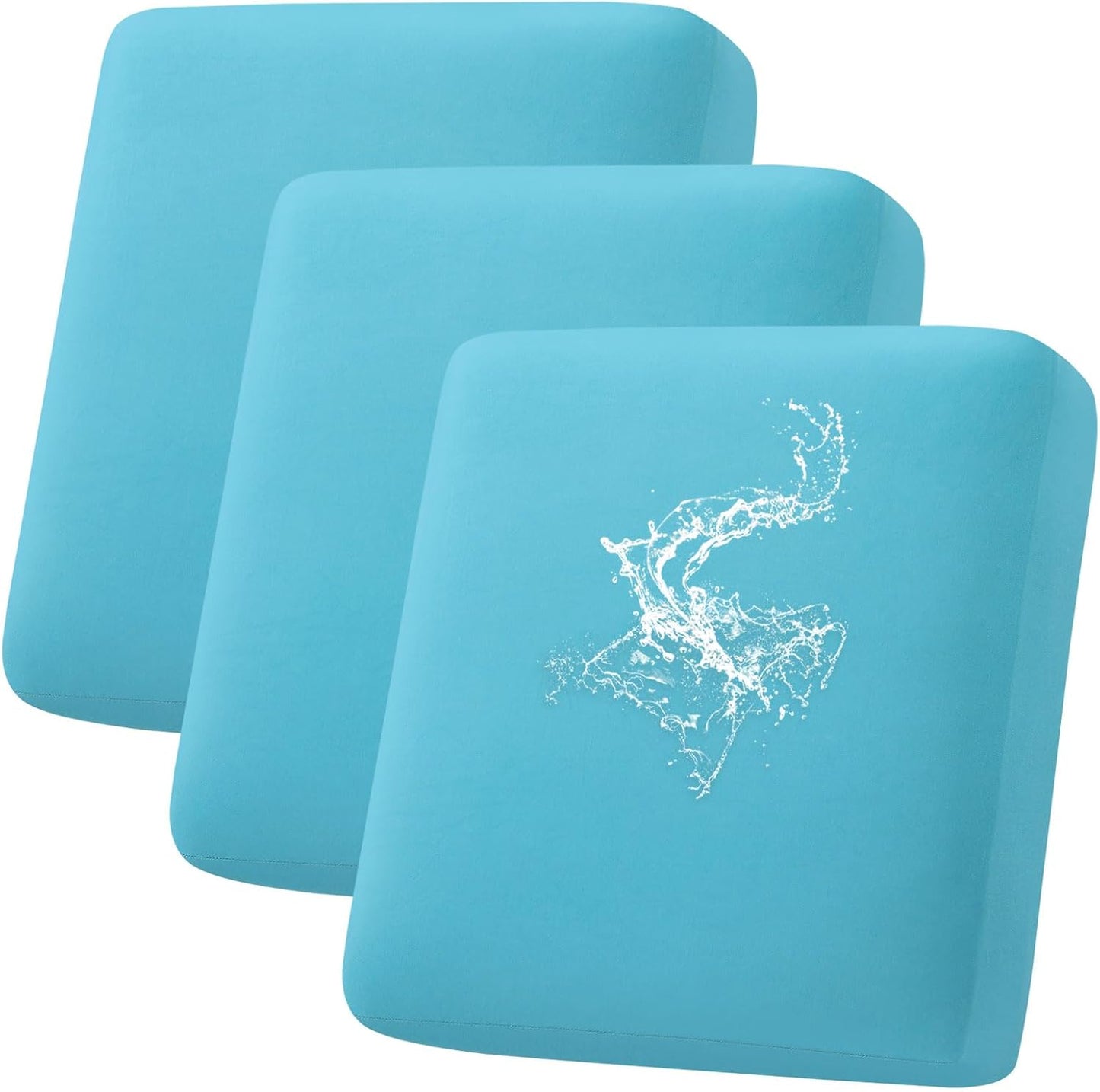 hyha Waterproof Couch Cushion Covers, Stretch Sofa Couch Seat Slipcover for Dog Washable, Non-Slip Waterproof Outdoor Cushion Covers for Patio Furniture Replacement (3 Pieces, Peacock Blue)