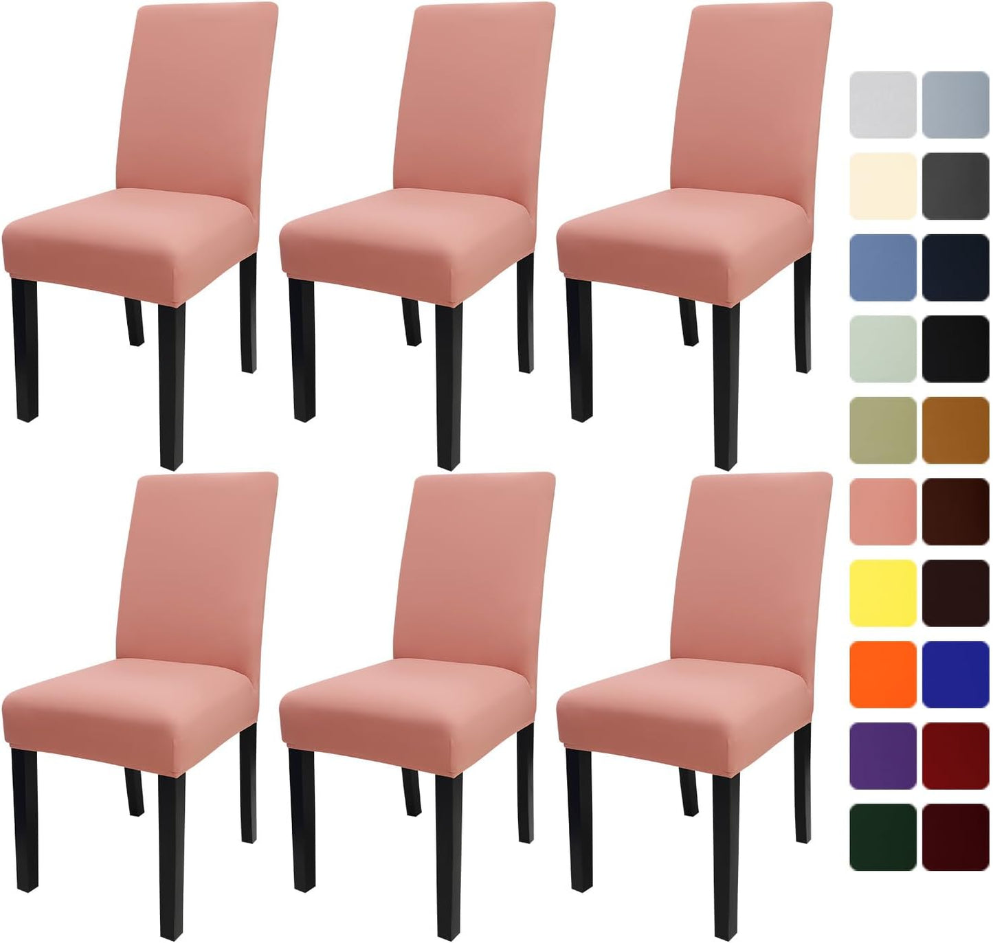 JQinHome Terra Cotta Chair Covers for Dining Room Set of 6, High Stretch Removable Washable Parsons Chair Slipcover for Home Party Hotel Wedding Ceremony (6PCS,Terra Cotta)