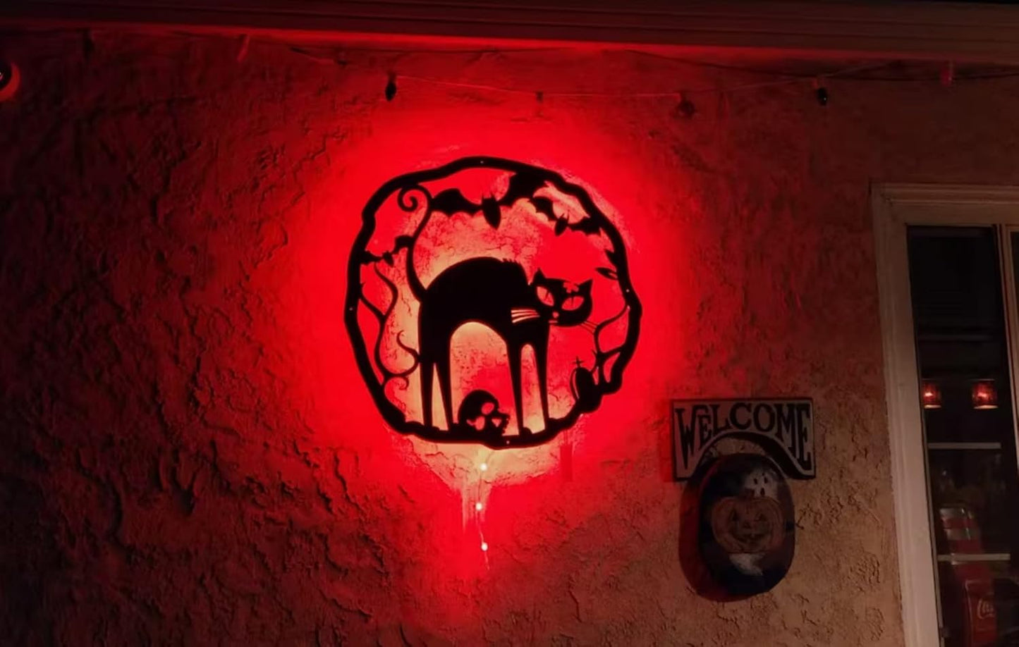 RealSteel Halloween Decoration, Indoor or Outdoor Wreath Front Door Sign, Wall Decor, Door Sign