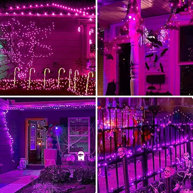 Brown Wire, Purple Incandescent Bulb 300(150L*2pcs) Mini String Lights for Indoor Halloween Tree Home Party Festival Decoration
